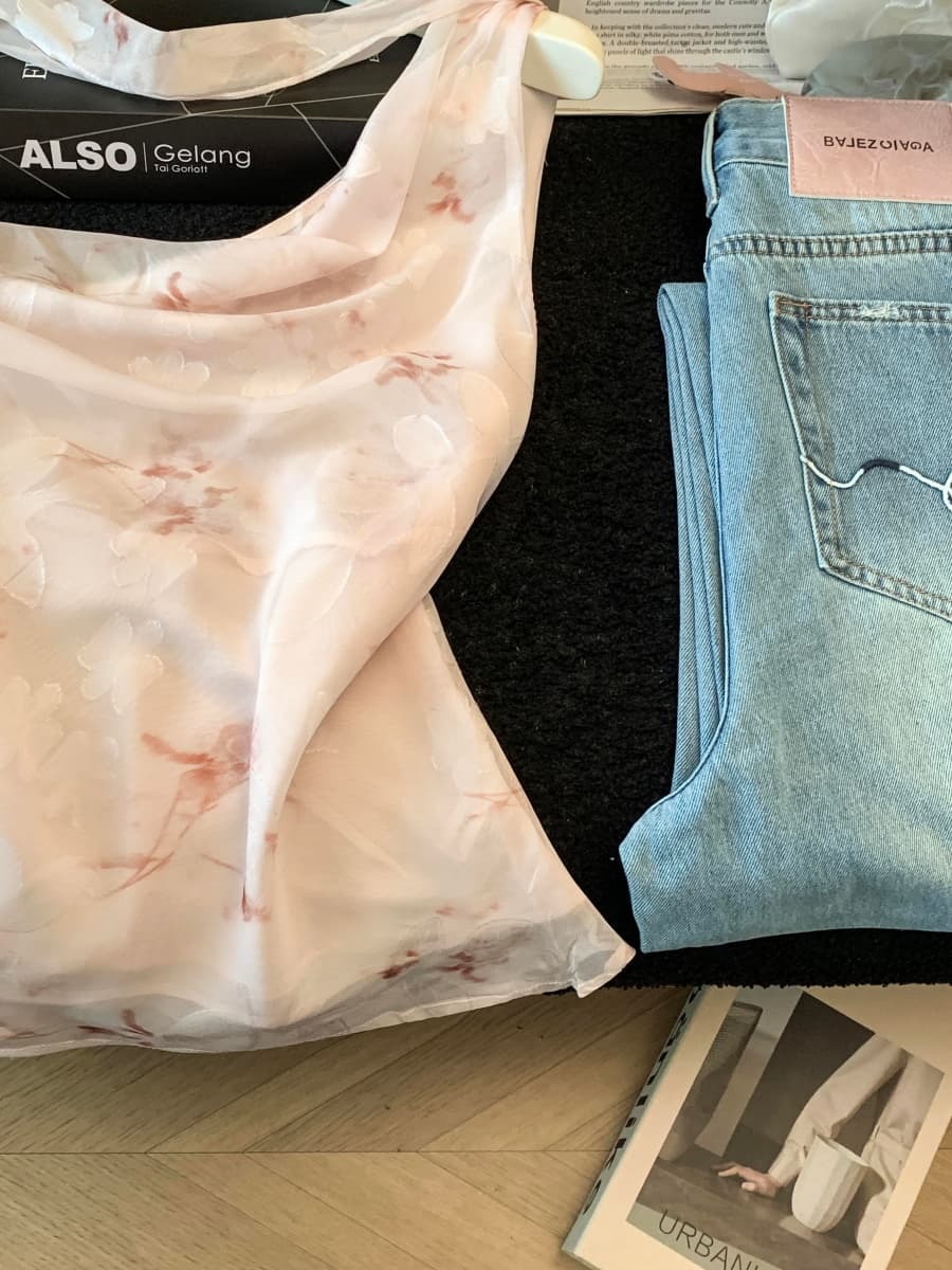 실사 순수한 욕망 바람 헤일로 염색 흔들다 칼라 자카드 슬립 여성 여름 행침 목 리본 쉬폰 조끼 불규칙 민소매 맨위 상세 이미지 5