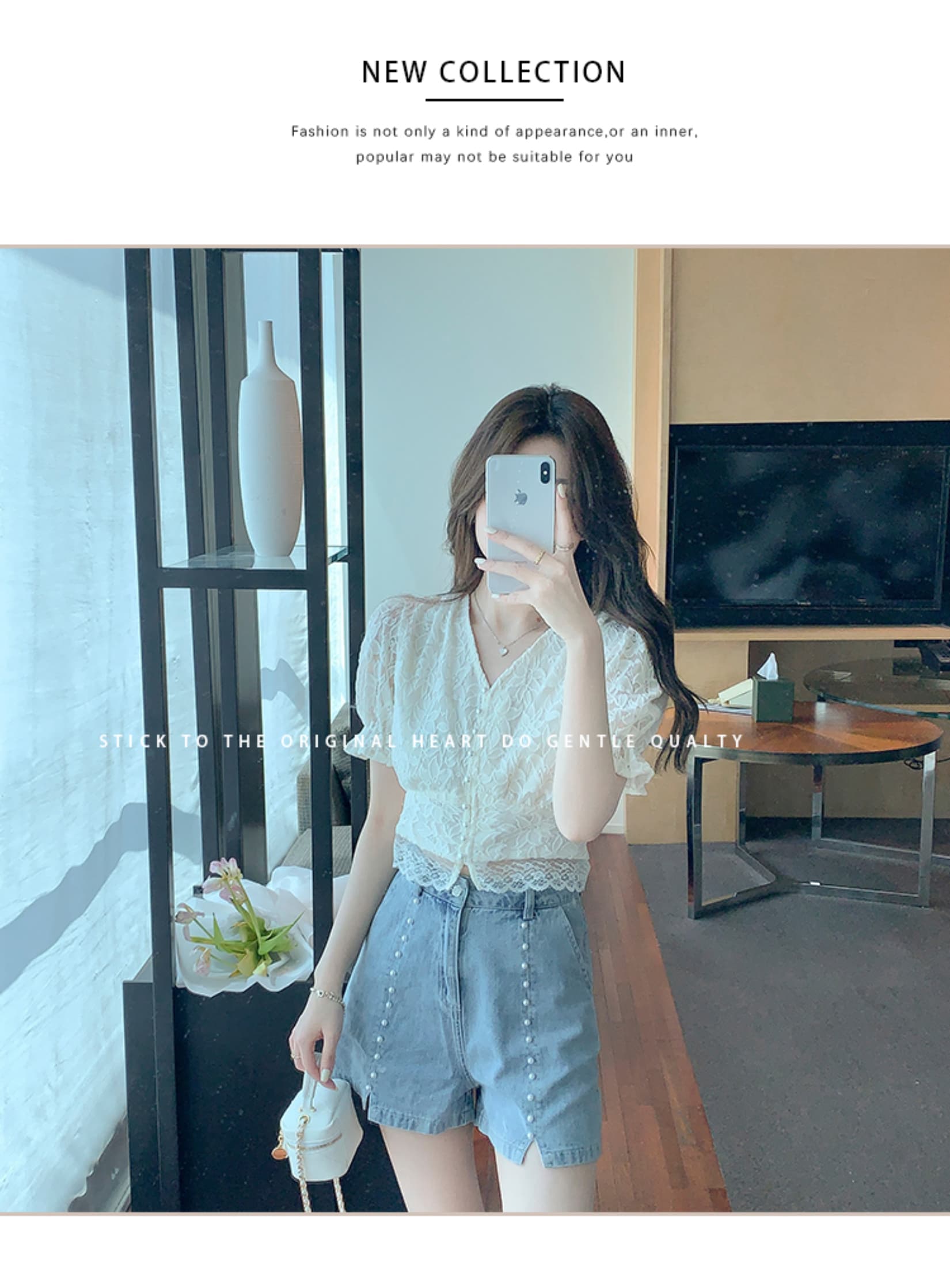 실사 2026 여름 새로운 레이스 셔츠 반팔 홀로우 아웃 허리 수축 품격 V넥 고급 외국 가스 작은 셔츠 상세 이미지 22