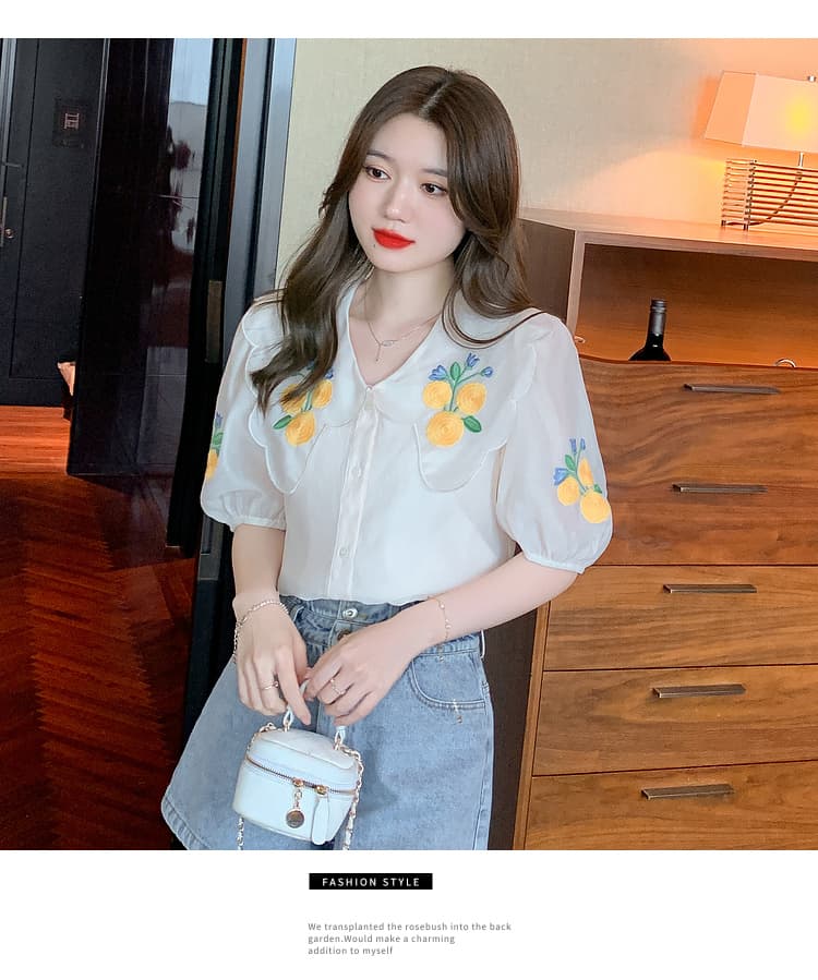 실사 쉬폰 여성 셔츠 2026 년 새로운 프랑스식 Chic 자수 베이비 칼라 레이스 맨위 긴팔 기본 셔츠 상세 이미지 28
