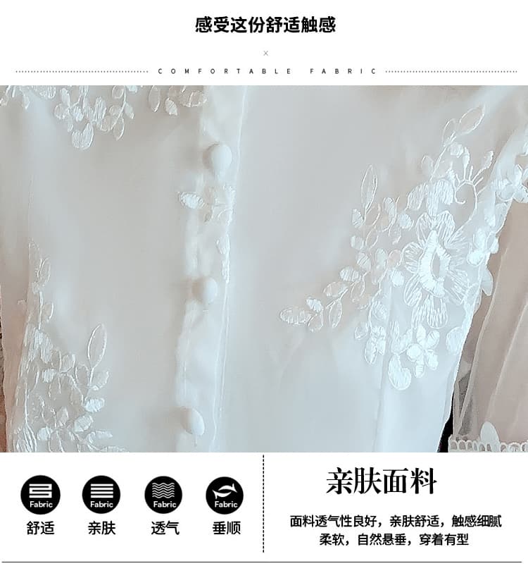 실사 2026 가을 새로운 궁정 바람 자수 셔츠 벌룬 소매 슈퍼 요정 레이스 셔츠 작은 셔츠 여성 상세 이미지 8