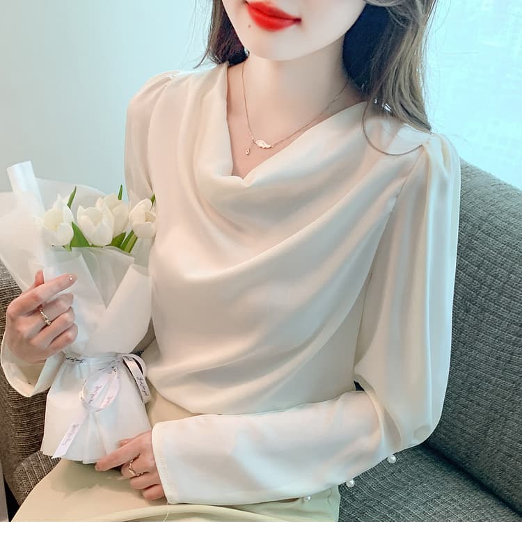 실사 2026 가을 쉬폰 여성 셔츠 가을 겨울철 새틴 새로운 프랑스식 고급 센스 미니멀리즘 맨위 여성 상세 이미지 14
