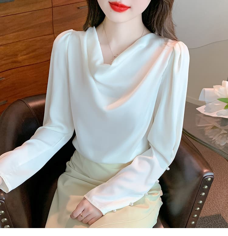 실사 2026 가을 쉬폰 여성 셔츠 가을 겨울철 새틴 새로운 프랑스식 고급 센스 미니멀리즘 맨위 여성 상세 이미지 19