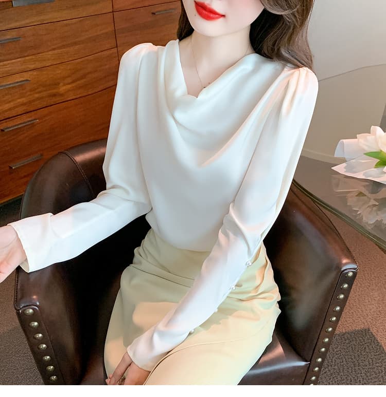 실사 2026 가을 쉬폰 여성 셔츠 가을 겨울철 새틴 새로운 프랑스식 고급 센스 미니멀리즘 맨위 여성 상세 이미지 20