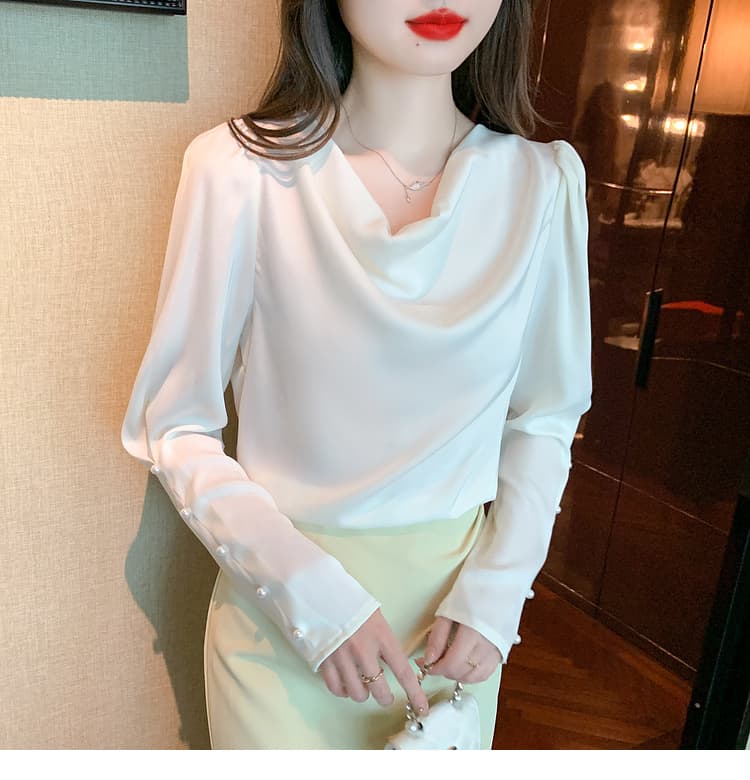 실사 2026 가을 쉬폰 여성 셔츠 가을 겨울철 새틴 새로운 프랑스식 고급 센스 미니멀리즘 맨위 여성 상세 이미지 22