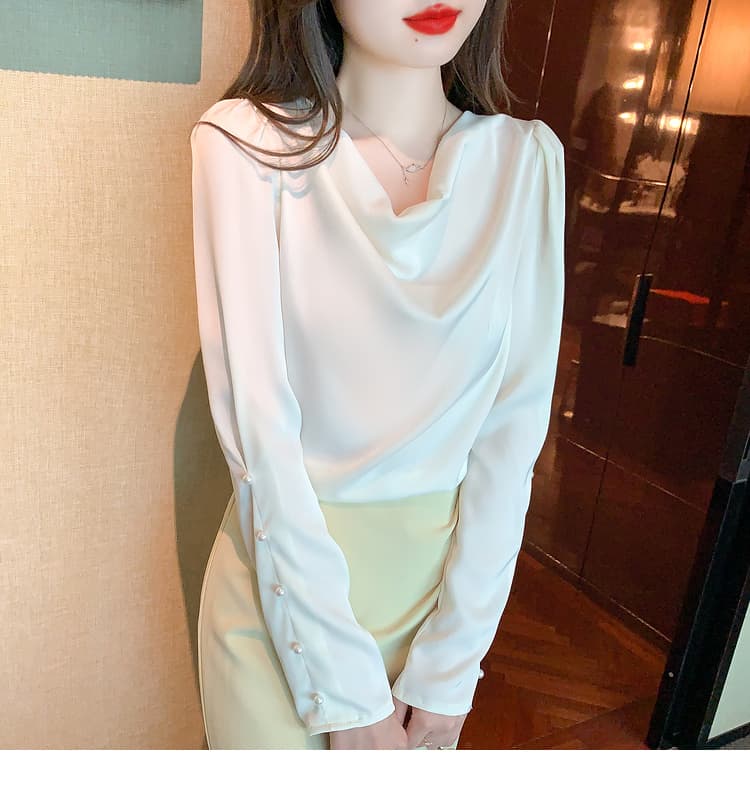실사 2026 가을 쉬폰 여성 셔츠 가을 겨울철 새틴 새로운 프랑스식 고급 센스 미니멀리즘 맨위 여성 상세 이미지 23