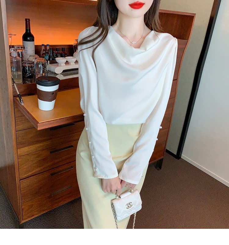 실사 2026 가을 쉬폰 여성 셔츠 가을 겨울철 새틴 새로운 프랑스식 고급 센스 미니멀리즘 맨위 여성 상세 이미지 26