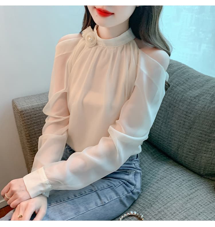 실사 2026 가을 새로운 프랑스식 Chic 품격 루즈핏 섹션 긴팔 쉬폰 블라우스 맨위 상세 이미지 16