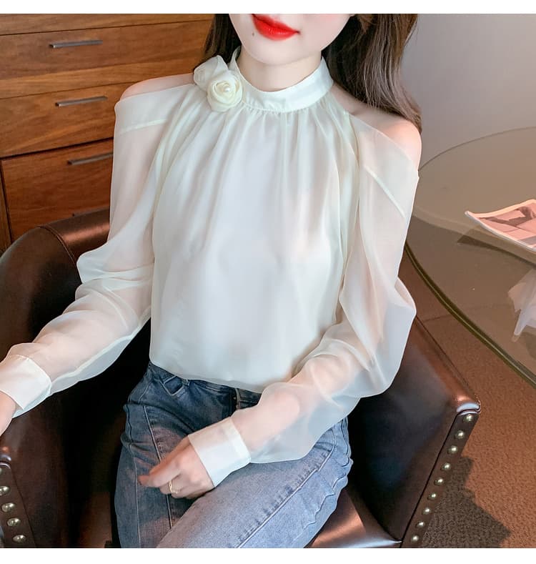 실사 2026 가을 새로운 프랑스식 Chic 품격 루즈핏 섹션 긴팔 쉬폰 블라우스 맨위 상세 이미지 18