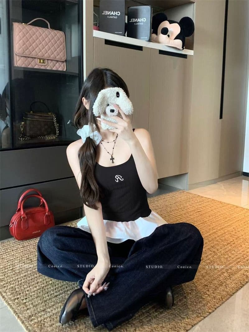 모달 사람들 면 발레 바람 레이스 캐미솔 여름 달콤한 매운맛 몸매 가꾸기 슬림해 보이는 인사이드 가져 가라. 민소매 상세 이미지 8