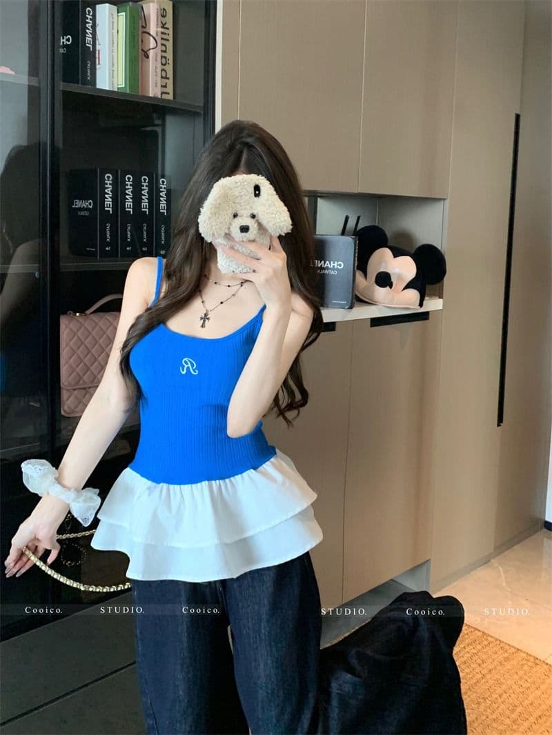 모달 사람들 면 발레 바람 레이스 캐미솔 여름 달콤한 매운맛 몸매 가꾸기 슬림해 보이는 인사이드 가져 가라. 민소매 상세 이미지 10