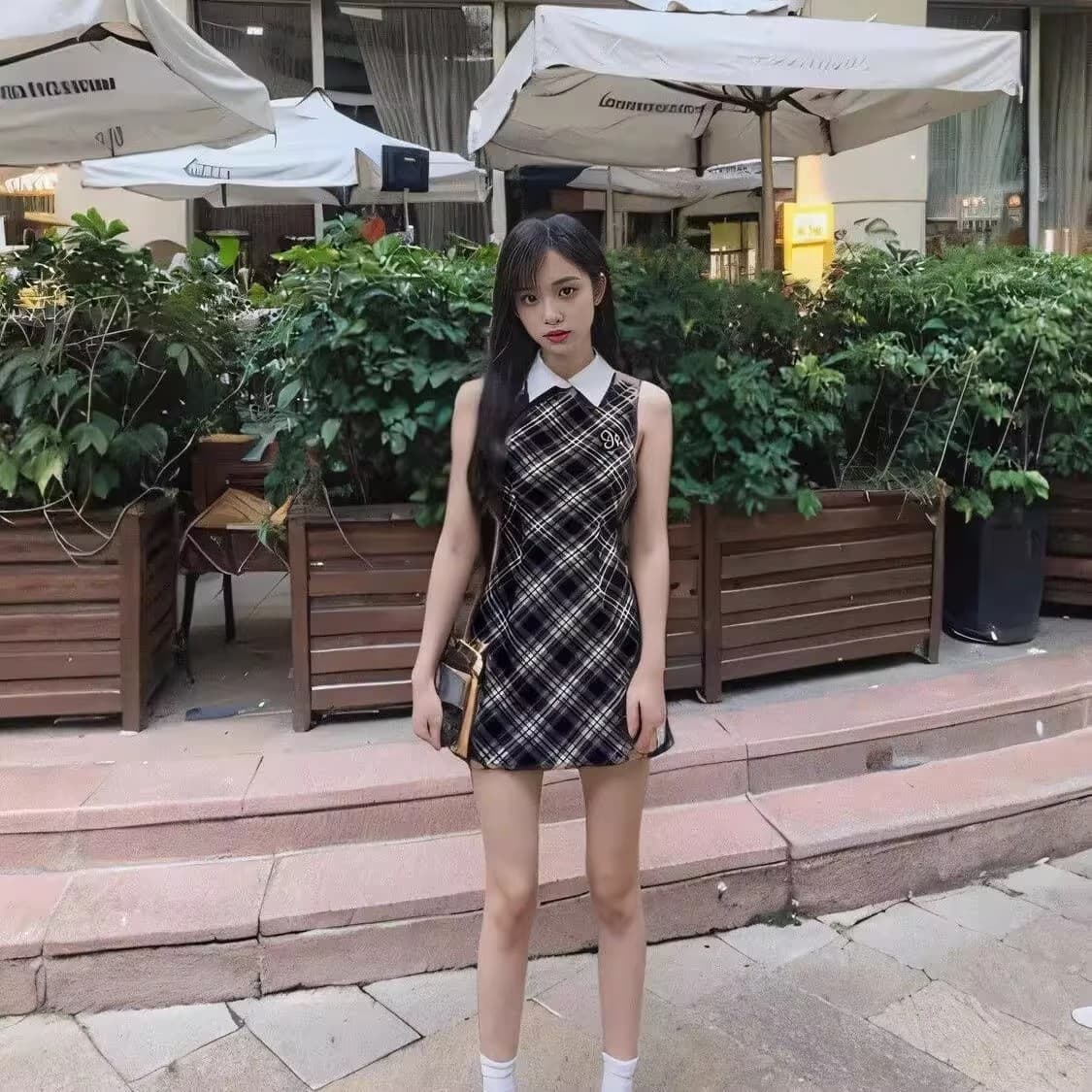 학원 스타일 체크무늬 민소매 여성 드레스 2026 여름 새로운 POLO 칼라 허리 수축 한 마디 미니 스커트 품격 치마 이미지 5