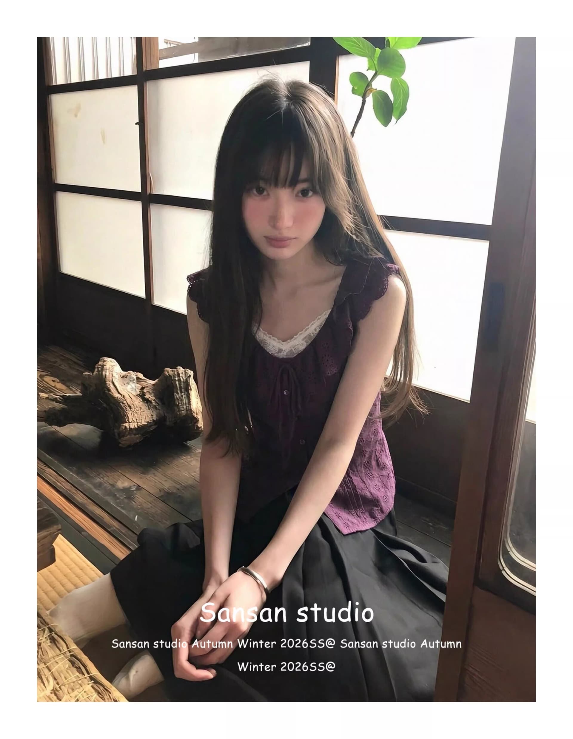 프랑스식 프릴 반팔 여성 셔츠 초기 여름 착용 가져 가라. 보라색 셔츠 작은 셔츠 몸매 가꾸기 슬림해 보이는 디자인 센스 맨위 상세 이미지 8