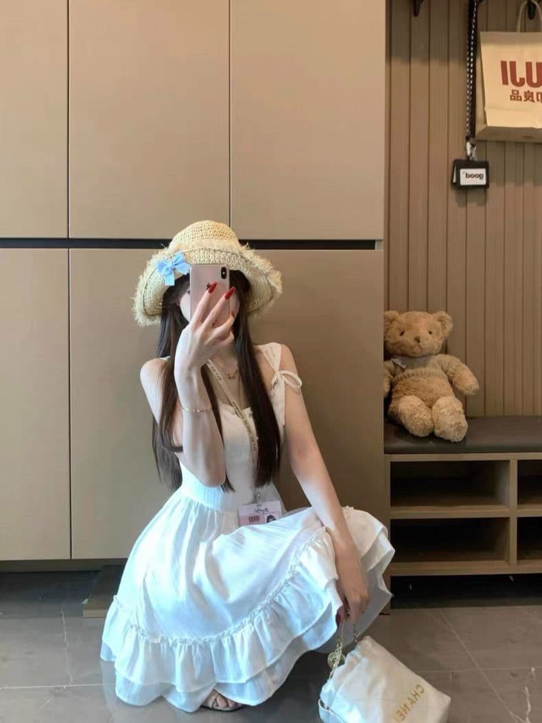 순수한 욕망 바람 우유 달콤한 샤오 바이 치마 여름 새로운 슬립 허리 수축 드레스 레이스 측면 고급 센스 프랑스식 품격 미니 스커트 상세 이미지 1