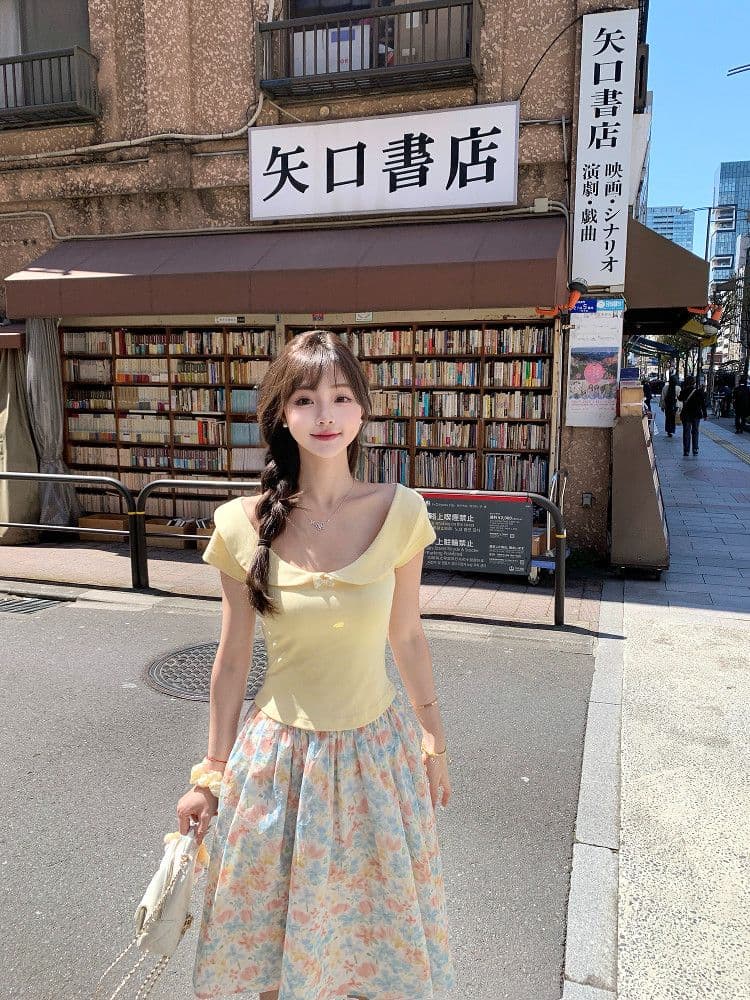 초기 꿈 pokemeng 쇼 와 doll 센스 대 베이비 칼라 나비 매듭 소녀 센스 일본식 바람 쇼트 스타일 티셔츠 다용도 이미지 2