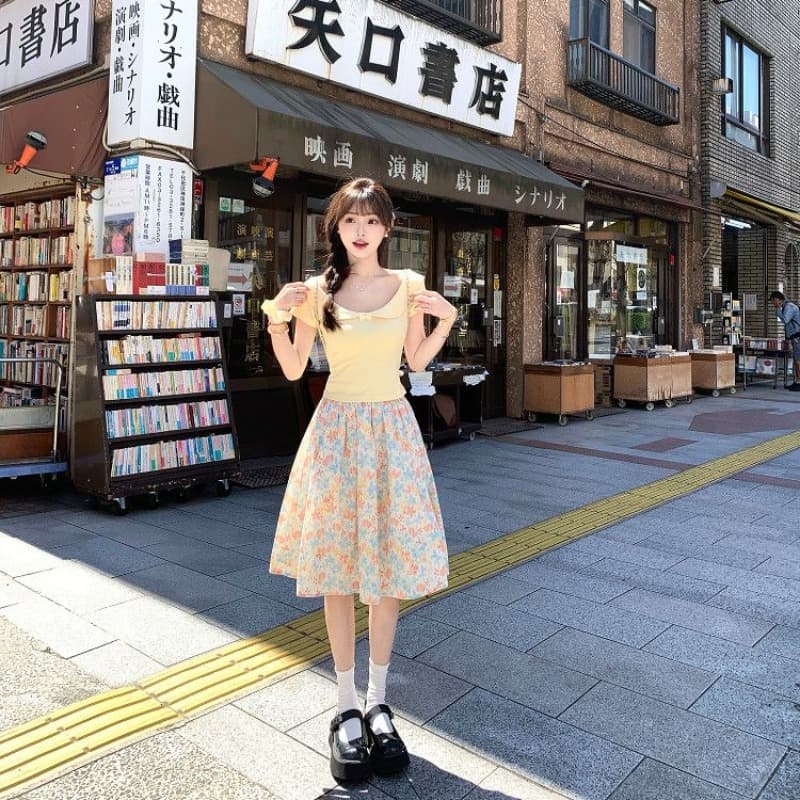 초기 꿈 pokemeng 쇼 와 doll 센스 대 베이비 칼라 나비 매듭 소녀 센스 일본식 바람 쇼트 스타일 티셔츠 다용도 이미지 5