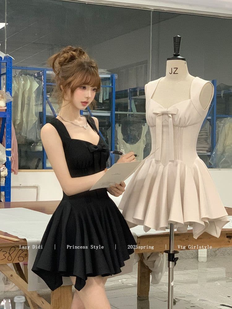 장미 인생 핫걸 순수한 욕망 바람 공주 드레스 나비 매듭 천 골드 센스 허리 수축 슬림해 보이는 생일 예복 여성 드레스 이미지 4