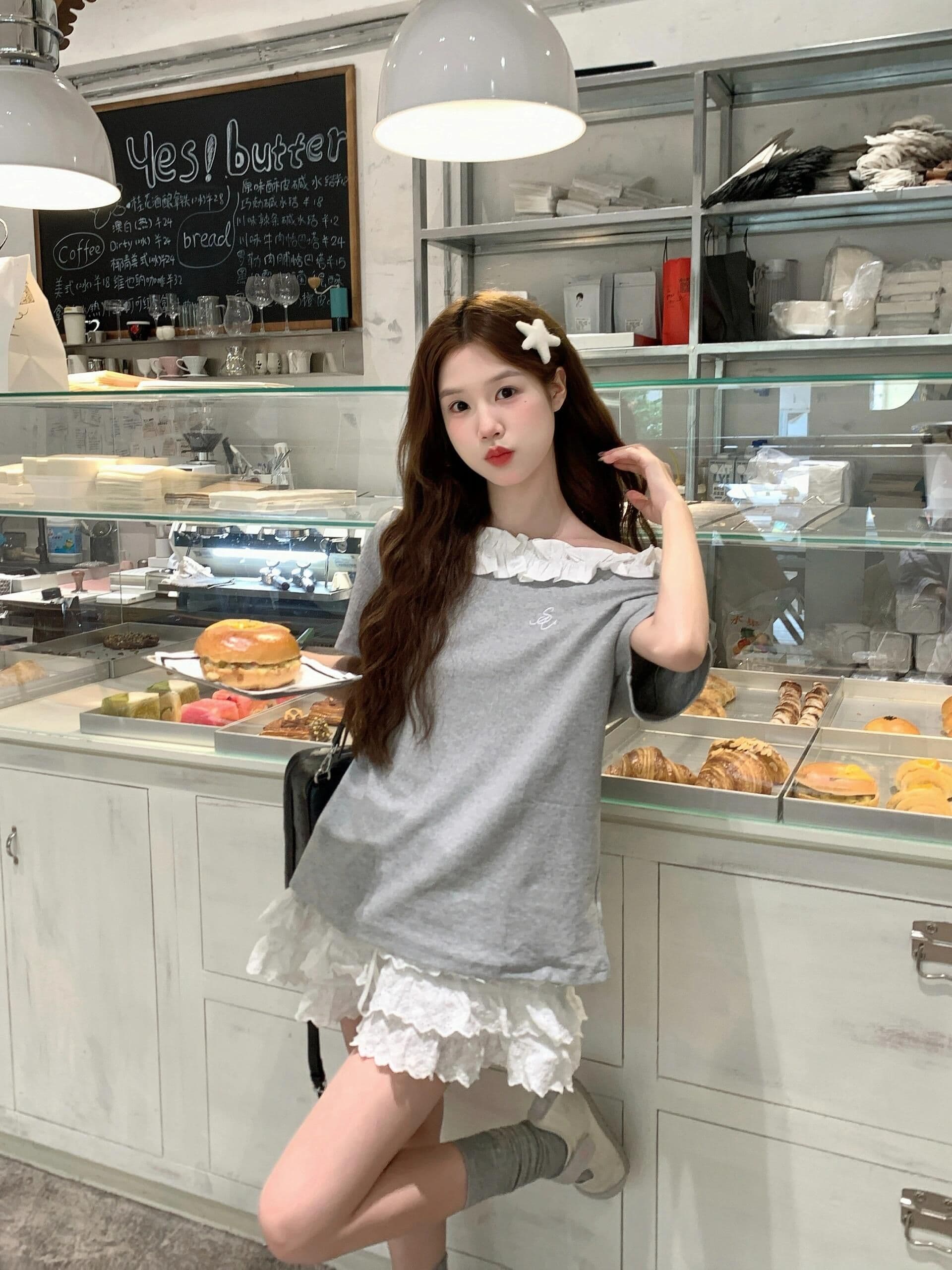 높은 품질 프린트 목이버섯 레이스 원본 공예 92 면 8 암모니아 Lun 반팔 티셔츠 여성 상세 이미지 7