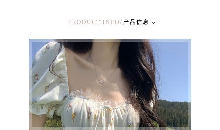 하나 달콤한 복숭아 yikett 동백 나무 와일드 여름 반팔 꽃무늬 여성 드레스 허리 수축 휴가 바람 롱 스커트 상세 이미지 2