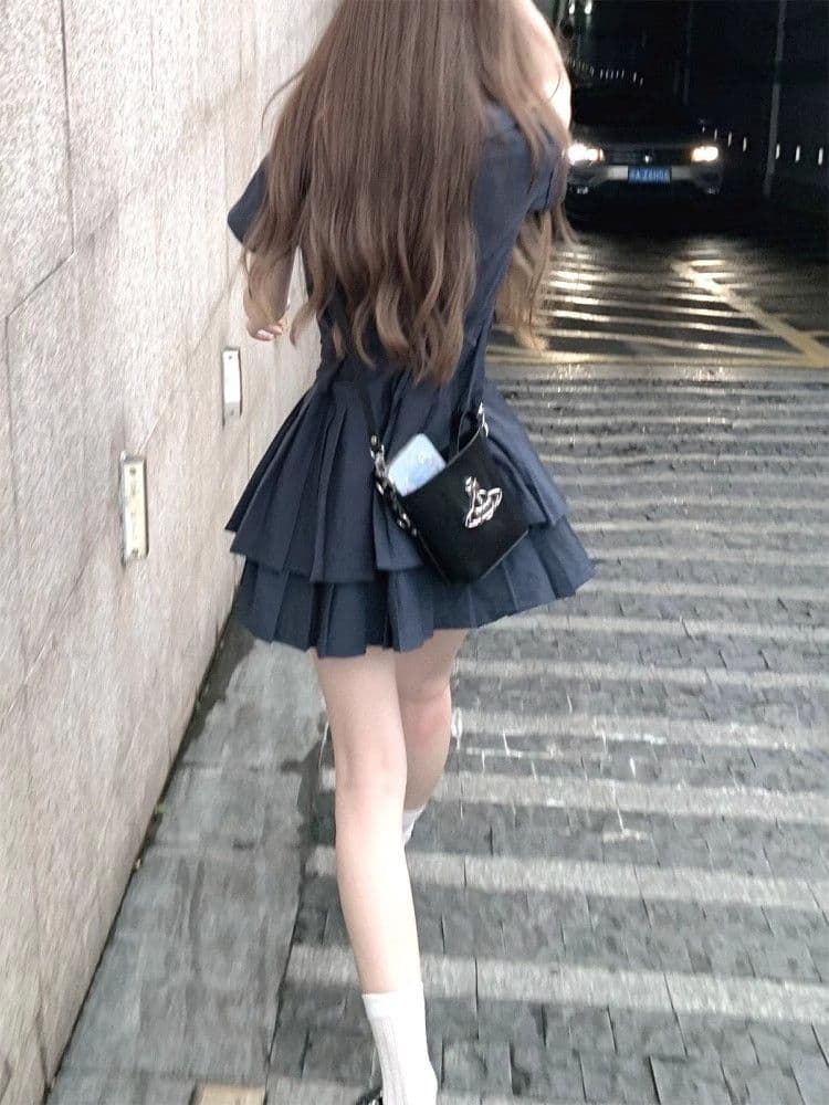 디스플레이 화이트 해군 허리 수축 셔츠 드레스 슬림해 보이는 여름 반팔 다용도 디자인 센스 2026 새로운 여성 드레스 상세 이미지 7