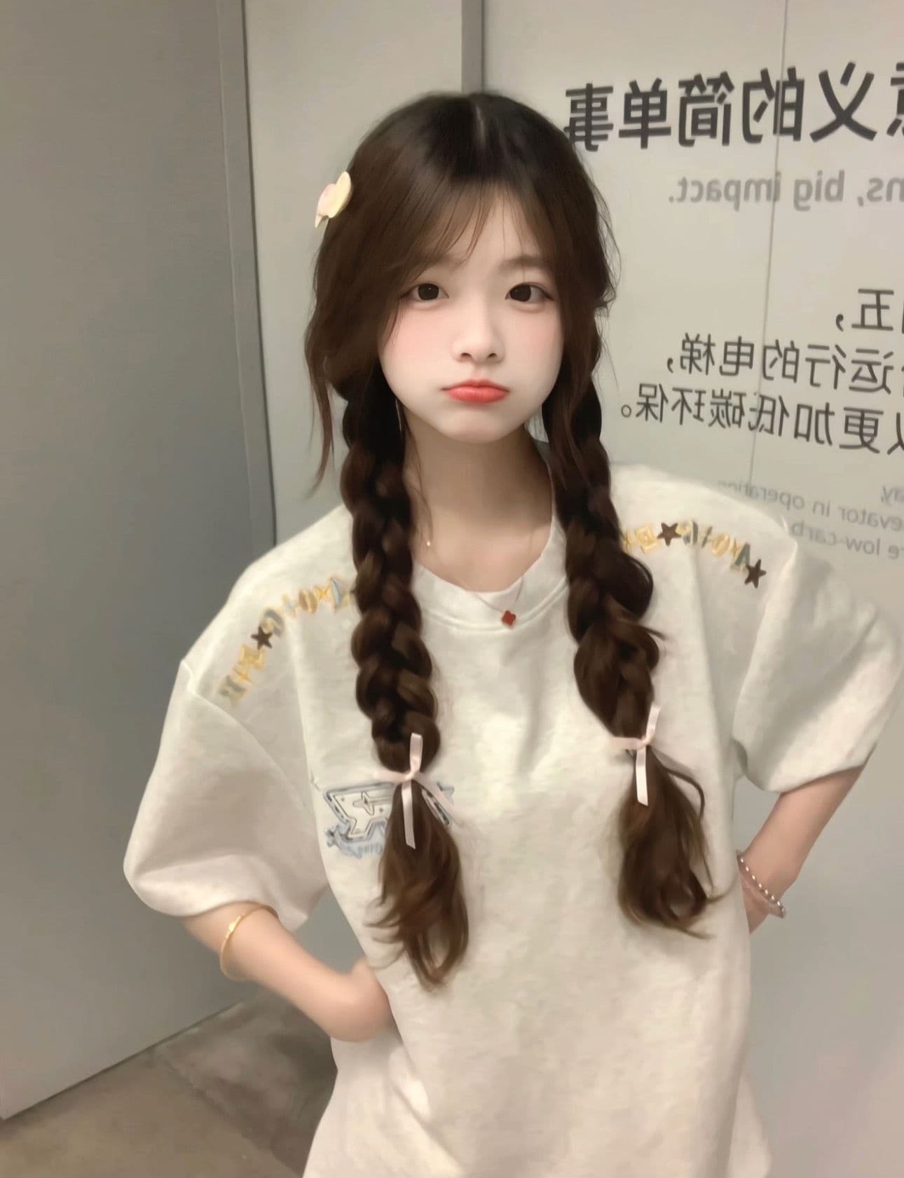 2026 여름 자수 네리 가게 천 순면 220 그램 빗질하다 닫기 반팔 티셔츠 여성 상세 이미지 4