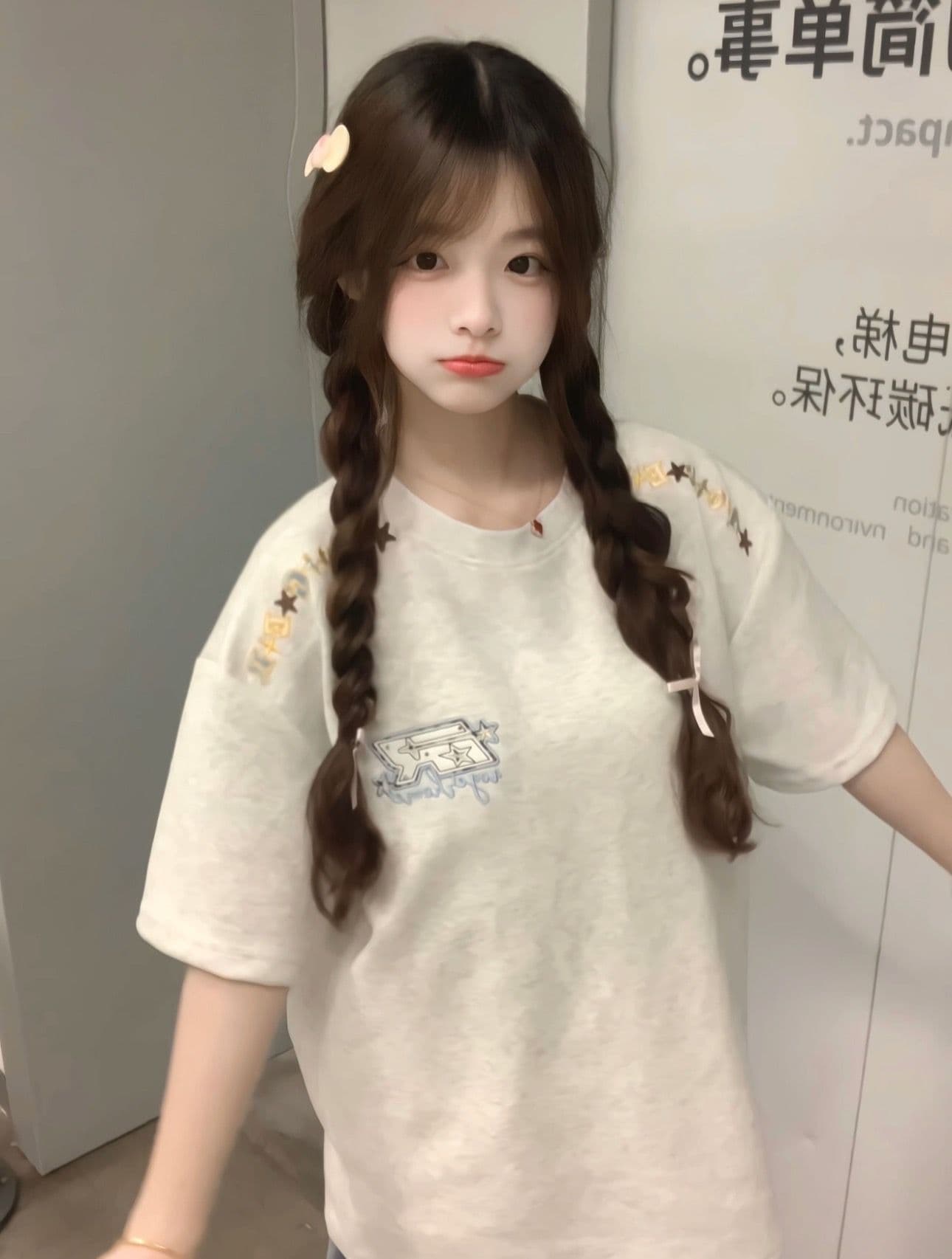 2026 여름 자수 네리 가게 천 순면 220 그램 빗질하다 닫기 반팔 티셔츠 여성 상세 이미지 7