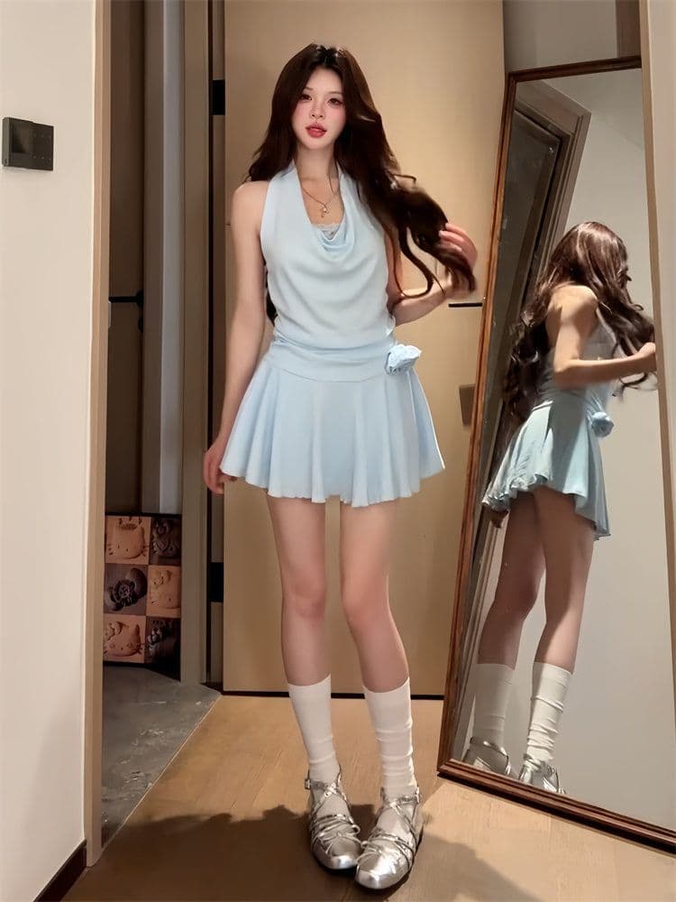 페이크 레이어드 슬립 행침 목 레이스 드레스 아이들 2026 여름 새로운 품격 순수한 욕망 핫걸 허리 수축 미니 스커트 상세 이미지 3