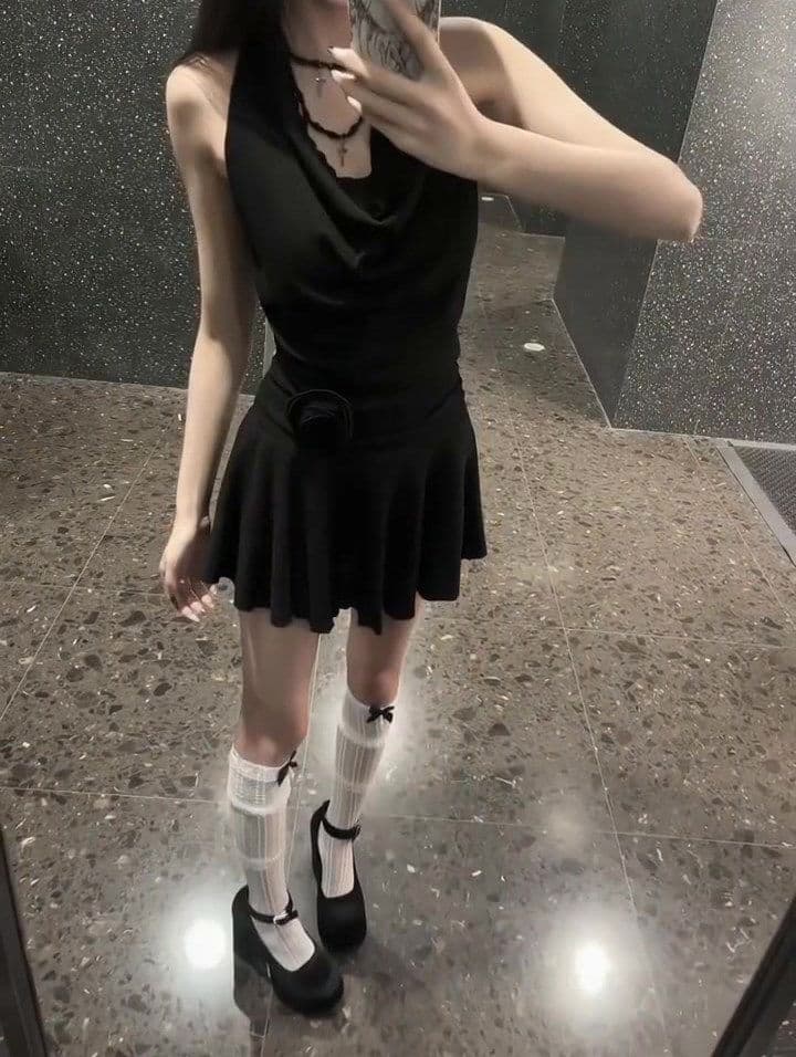 페이크 레이어드 슬립 행침 목 레이스 드레스 아이들 2026 여름 새로운 품격 순수한 욕망 핫걸 허리 수축 미니 스커트 상세 이미지 9