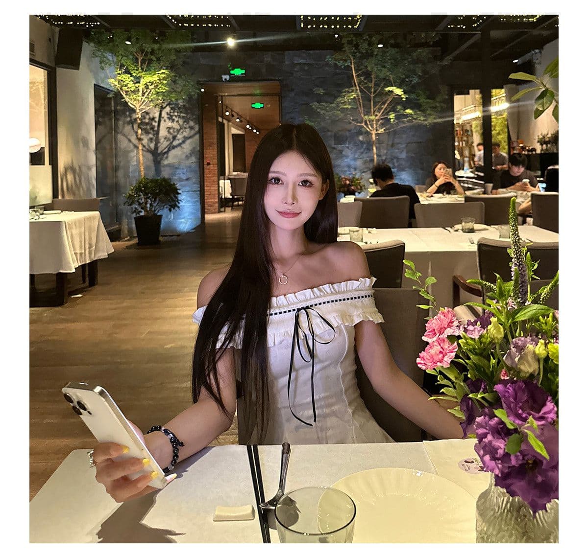 프랑스식 순수한 욕망 달콤함 몸매 가꾸기 오프숄더 맨위 투피스 슈트 여성 디자인 센스 도트 무늬 반신 짧은 치마 여름 상세 이미지 4