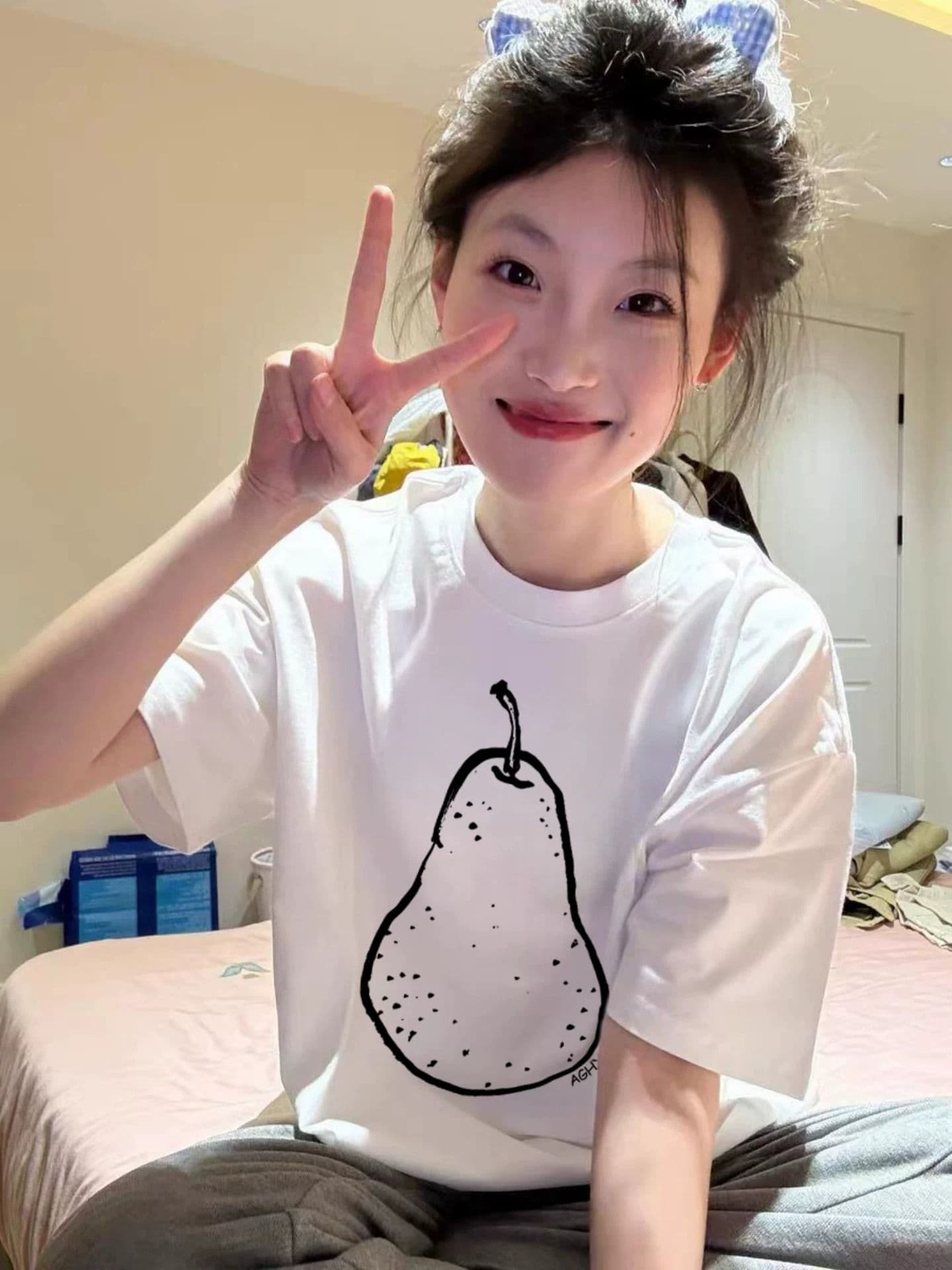 21 순면 210 그램 여름 드레스 반팔 티셔츠 여성 한국 스타일 빅 사이즈 루즈핏 이미지 2