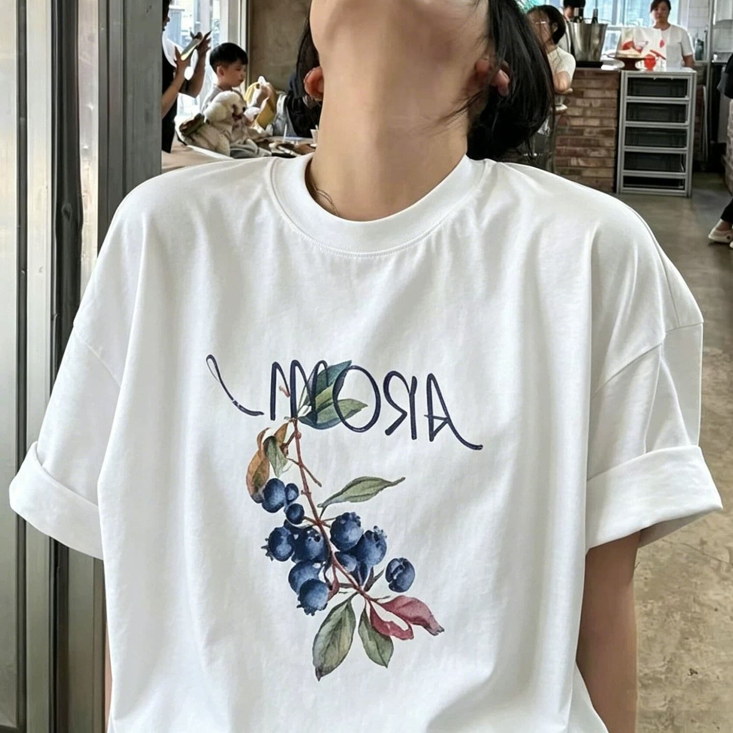 21 순면 210 그램 여름 드레스 반팔 티셔츠 여성 한국 스타일 빅 사이즈 루즈핏 이미지 5