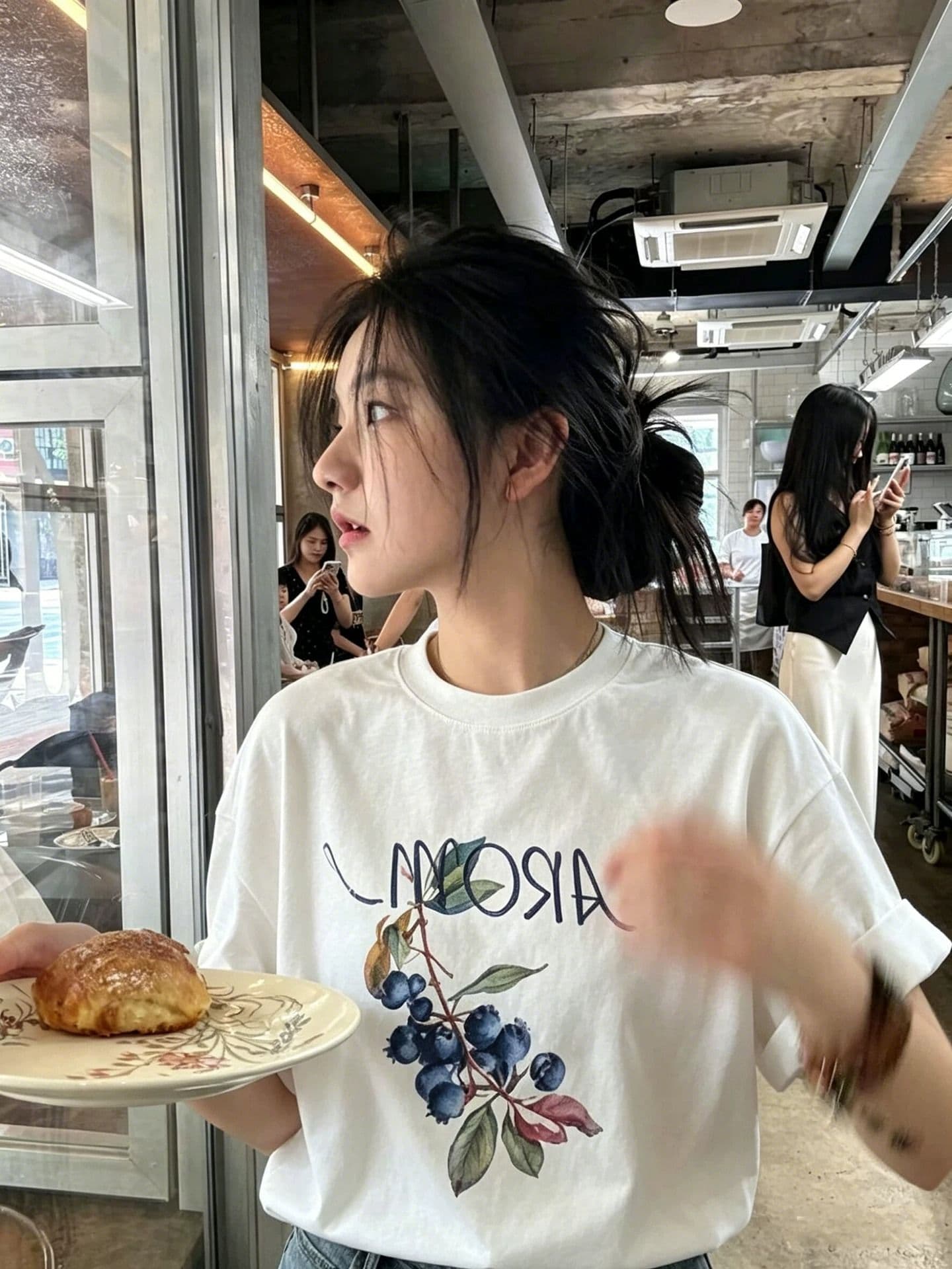 21 순면 210 그램 여름 드레스 반팔 티셔츠 여성 한국 스타일 빅 사이즈 루즈핏 상세 이미지 3