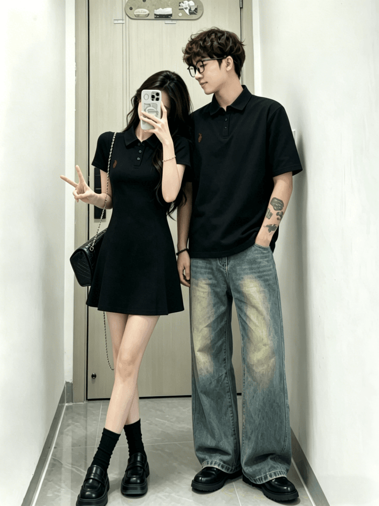 새로운 40 1 1 순면 자수 하나 의류 하나 미니 스커트 해변가 커플룩 미니 스커트 한 마디 드레스 상세 이미지 1
