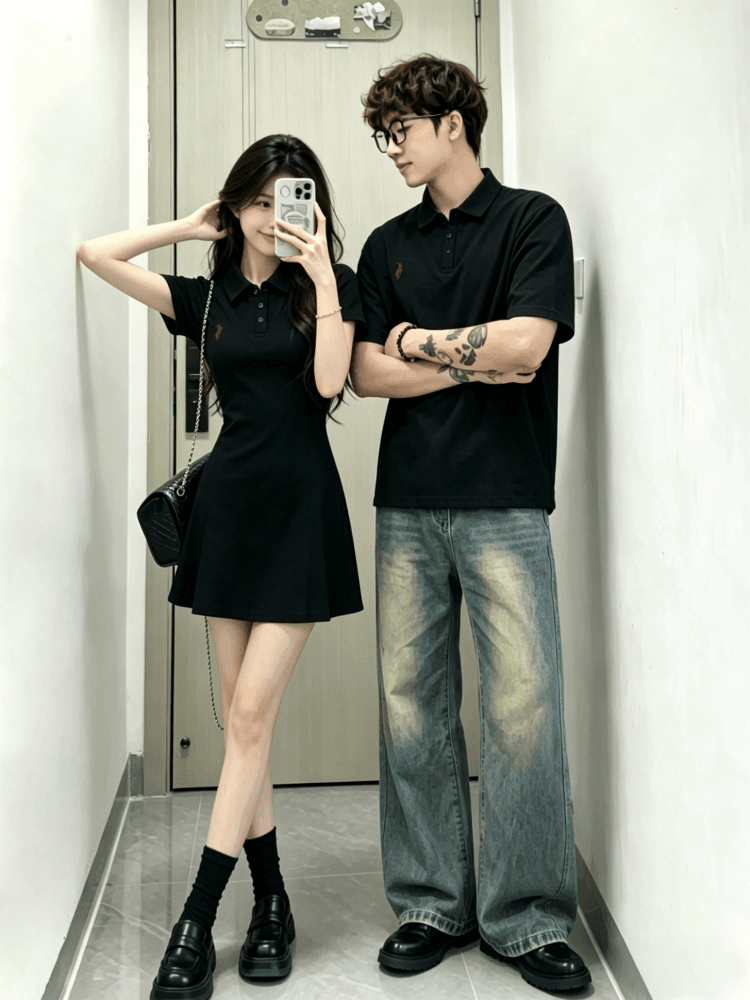 새로운 40 1 1 순면 자수 하나 의류 하나 미니 스커트 해변가 커플룩 미니 스커트 한 마디 드레스 상세 이미지 2