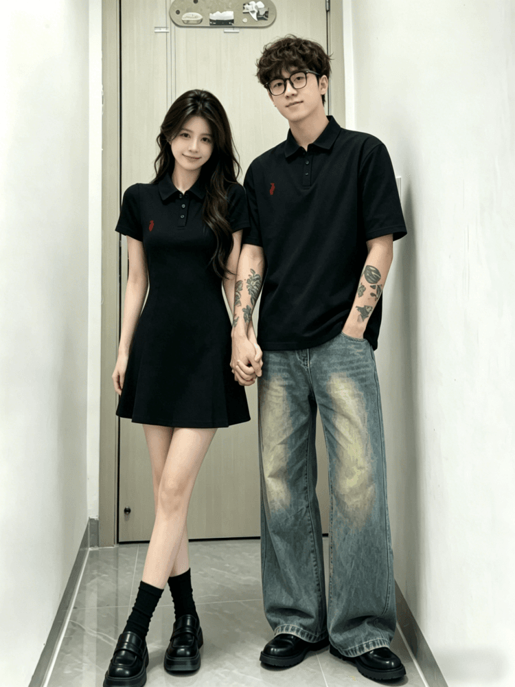 새로운 40 1 1 순면 자수 하나 의류 하나 미니 스커트 해변가 커플룩 미니 스커트 한 마디 드레스 상세 이미지 3