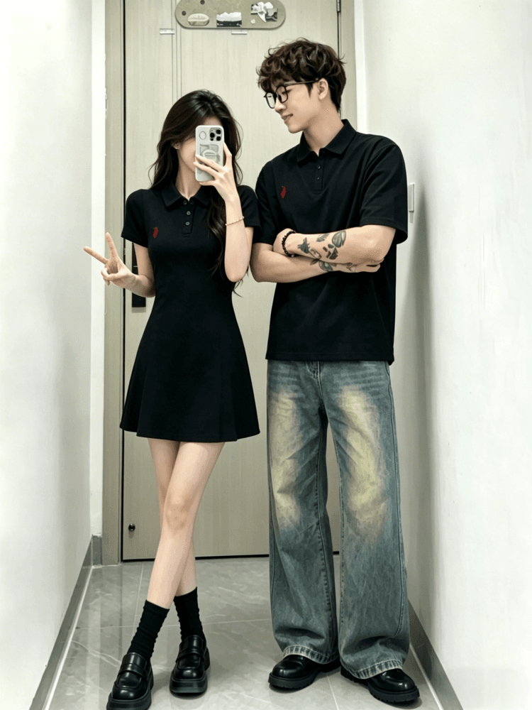 새로운 40 1 1 순면 자수 하나 의류 하나 미니 스커트 해변가 커플룩 미니 스커트 한 마디 드레스 상세 이미지 6