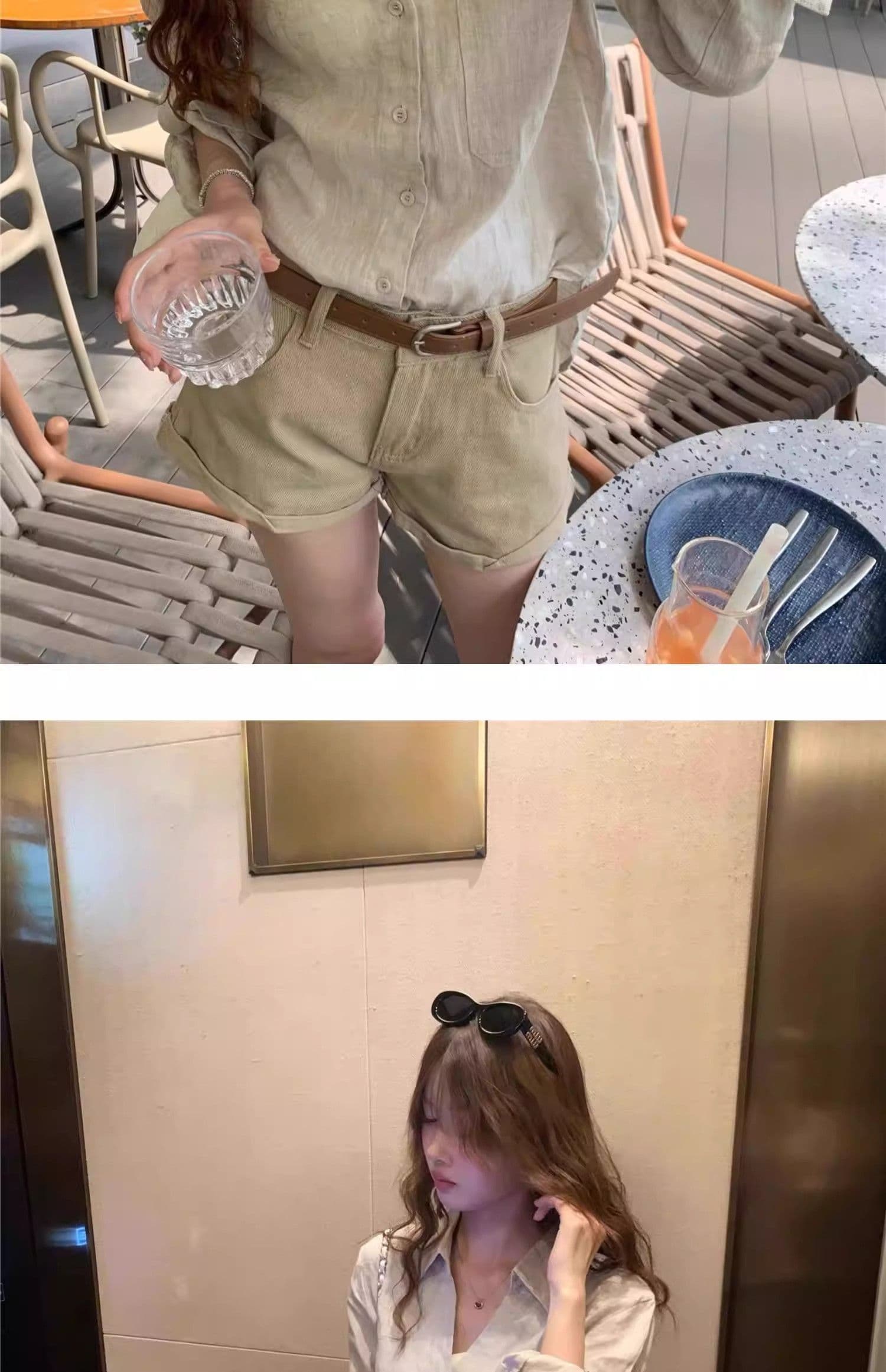 원본 마 색상 아마 오래된 돈 바람 여성 셔츠 여름 얇은 스타일 느슨함 센스 디자인 센스 V넥 면 린넨 셔츠 자외선 차단 맨위 상세 이미지 16