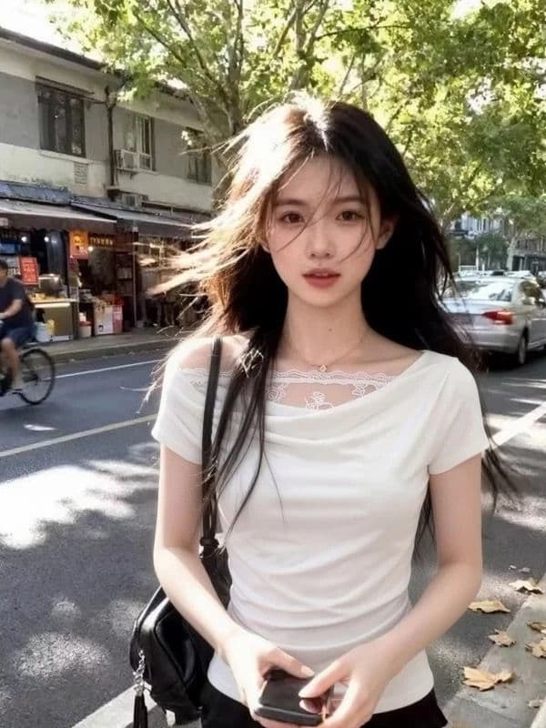 260 그램 와 사고 방식 비스듬한 어깨 반팔 티셔츠 여성 여름 레이스 흔들다 칼라 작은 키 슬림해 보이는 품격 오프숄더 맨위 상세 이미지 9