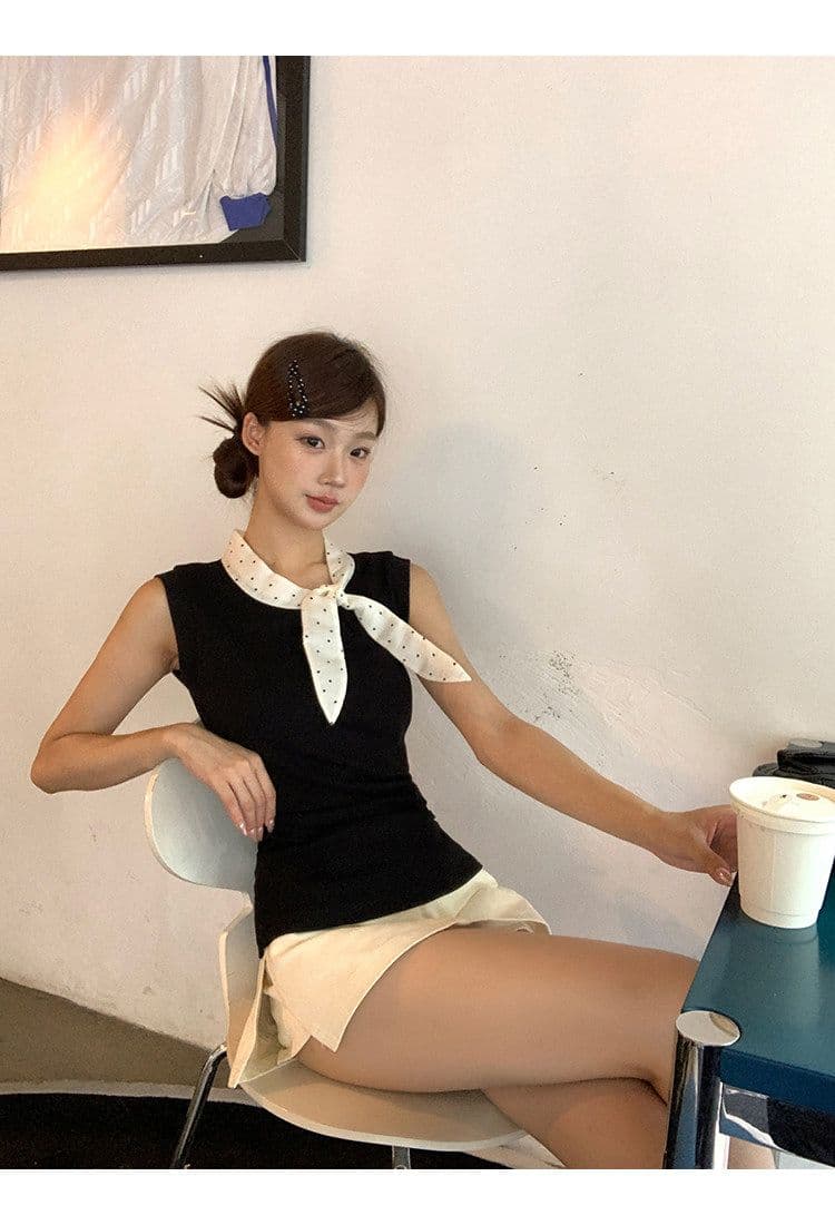 모달 사람들 면 조끼 여성 여름 외출용 프랑스식 핫걸 검정색 고급 센스 자이언트 잘 생긴 ~ 중 민소매 맨위 상세 이미지 13