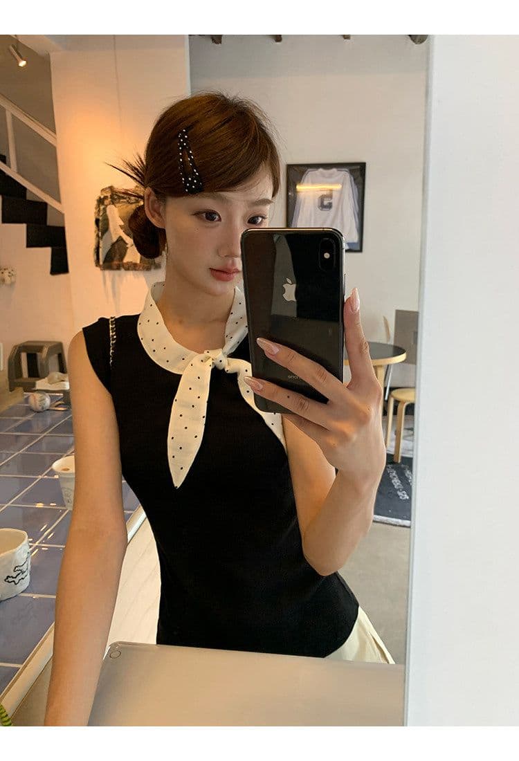 모달 사람들 면 조끼 여성 여름 외출용 프랑스식 핫걸 검정색 고급 센스 자이언트 잘 생긴 ~ 중 민소매 맨위 상세 이미지 15