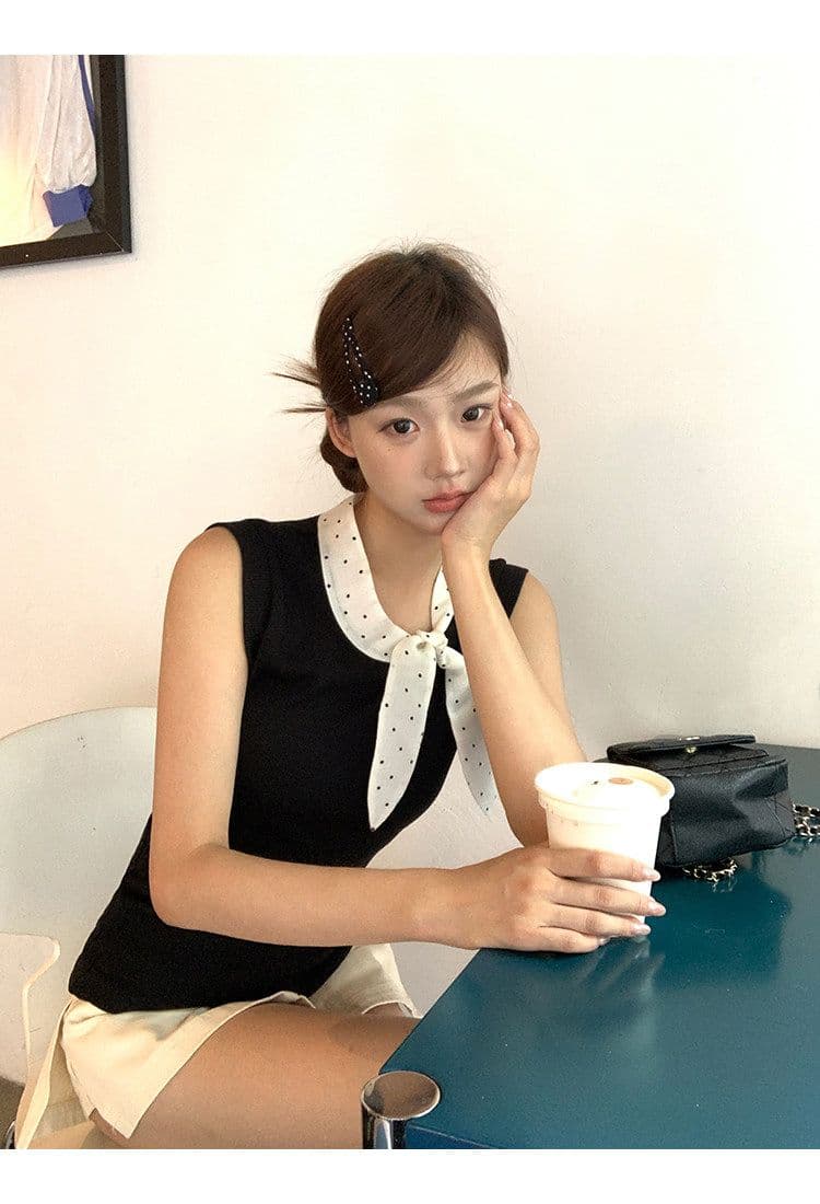 모달 사람들 면 조끼 여성 여름 외출용 프랑스식 핫걸 검정색 고급 센스 자이언트 잘 생긴 ~ 중 민소매 맨위 상세 이미지 17