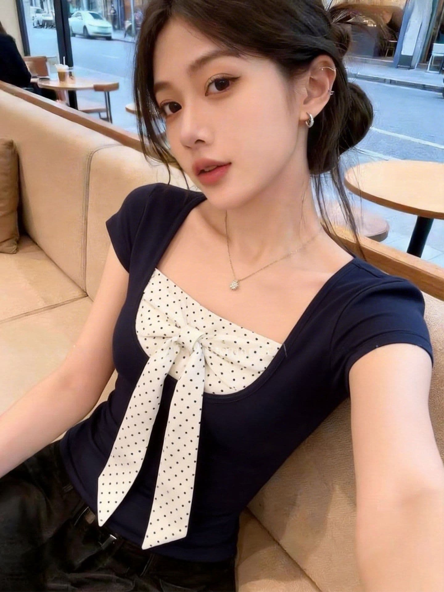 와 사고 방식 miu 첨부 된 의류 올해 인기 ~ 중 여성 슈퍼 화재 연령 감소 여름 작은 셔츠 몸매 가꾸기 반팔 티셔츠 상세 이미지 5