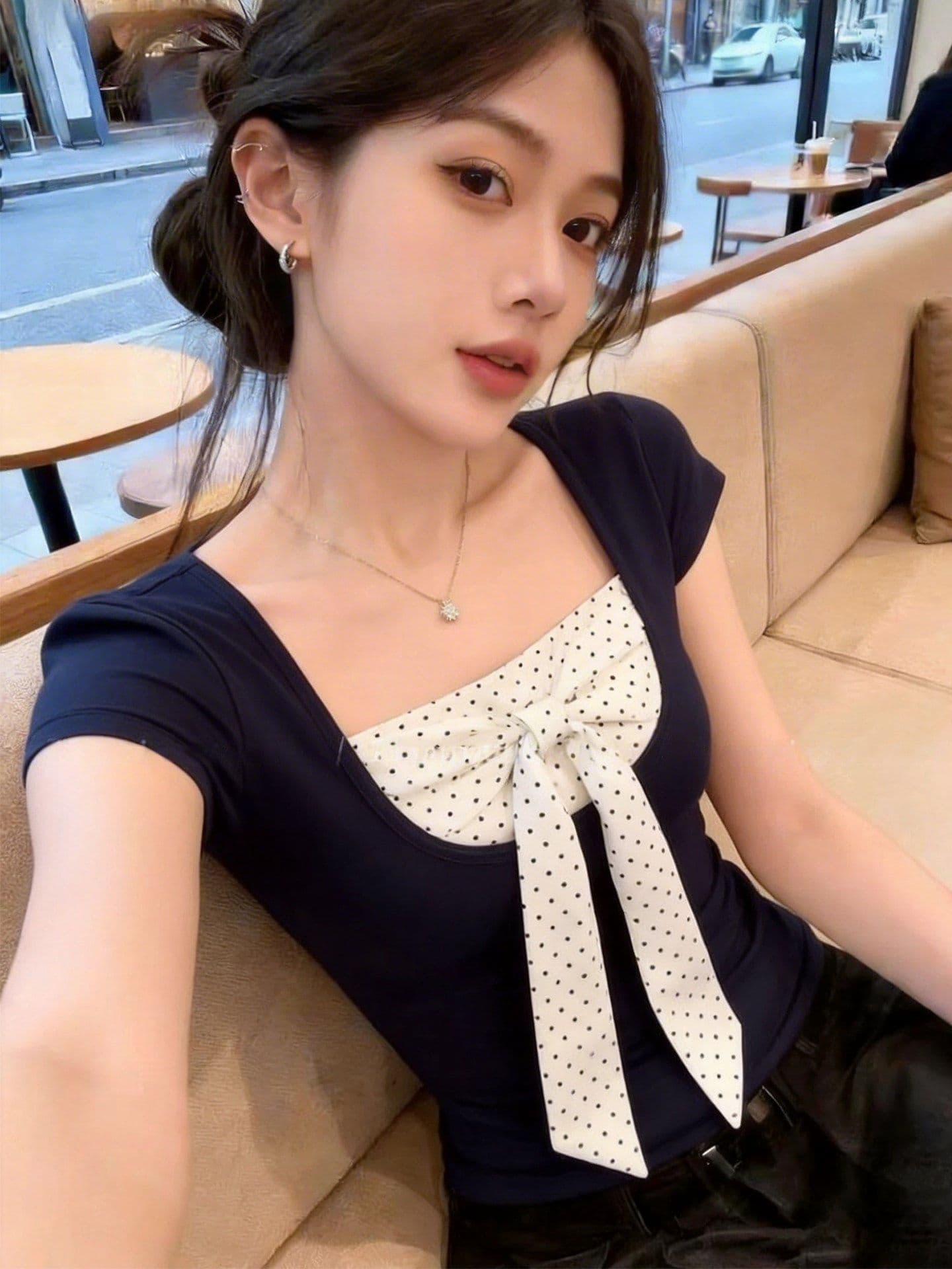 와 사고 방식 miu 첨부 된 의류 올해 인기 ~ 중 여성 슈퍼 화재 연령 감소 여름 작은 셔츠 몸매 가꾸기 반팔 티셔츠 상세 이미지 6