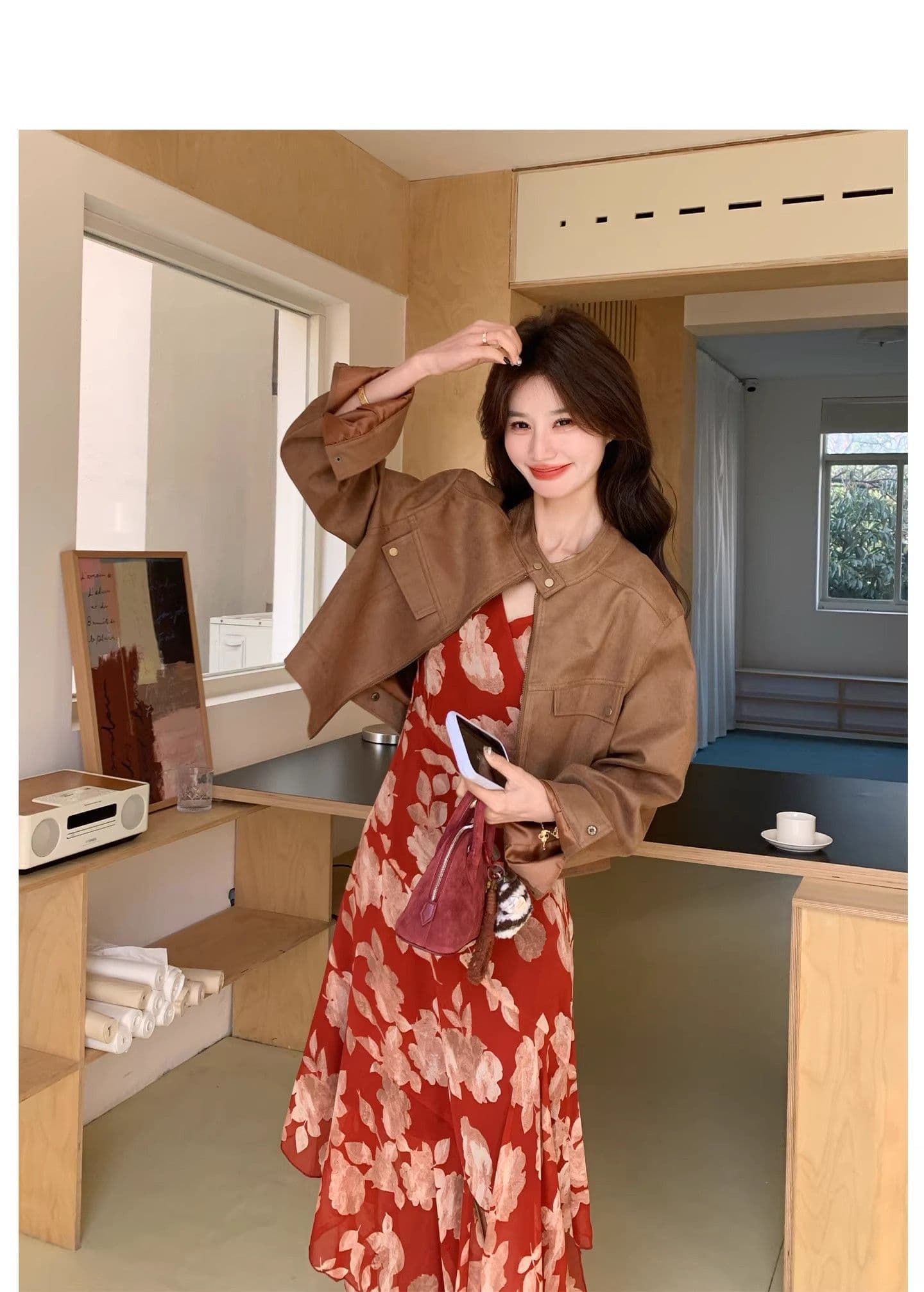 자이언트 잘 생긴 ~ 중 빨간색 꽃무늬 드레스 2026 여름 새로운 치마 도파민 꼬집기 허리 해변가 딩 Da 서울 치마 상세 이미지 13