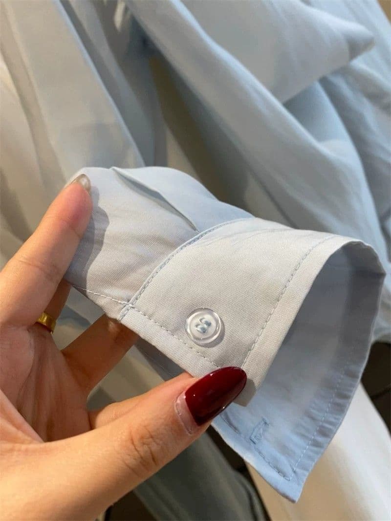 얼음 모래 모방 마 봄 여름 섹션 고급 느슨함 센스 폴로 칼라 얇은 스타일 셔츠 셔츠 상세 이미지 9