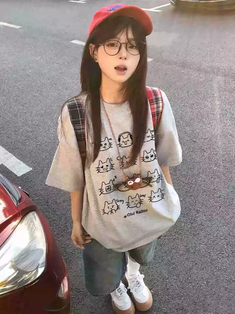 21 순면 210 그램 여름 드레스 반팔 티셔츠 여성 한국 스타일 빅 사이즈 루즈핏