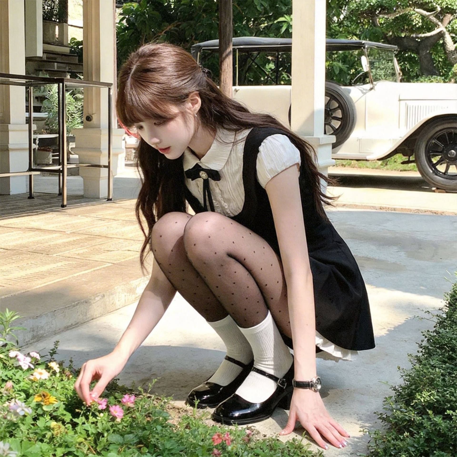 여름 자이언트 잘 생긴 ~ 중 꼬집기 허리 페이크 레이어드 학원 스타일 여성 드레스 여름 작은 키 천 골드 miu 부서 작은 검은 드레스 이미지 2