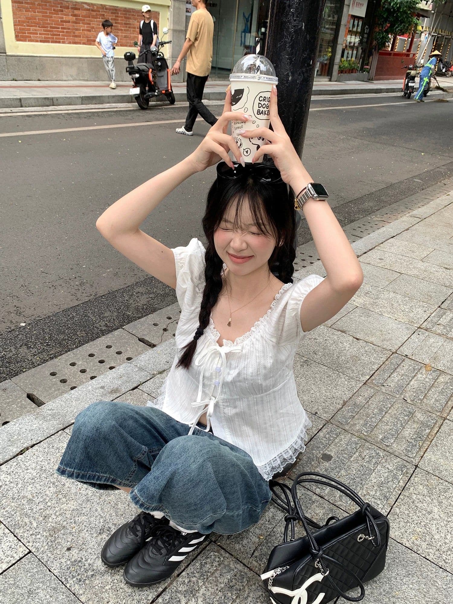 달콤한 스타일 레이스 측면 스트랩 반팔 여성 셔츠 2026 여름 새로운 외국 가스 작은 셔츠 슬림해 보이는 Chic 맨위 상세 이미지 27