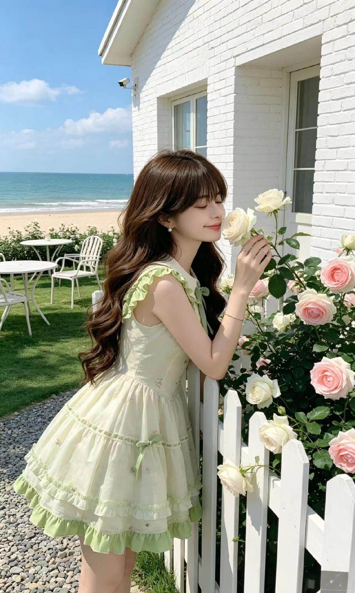 blovelan 휩쓸다 봄 팁 작은 청신 달콤함 베이비 칼라 케이크 퍼프 미니 스커트 드레스 여름 새로운 이미지 4
