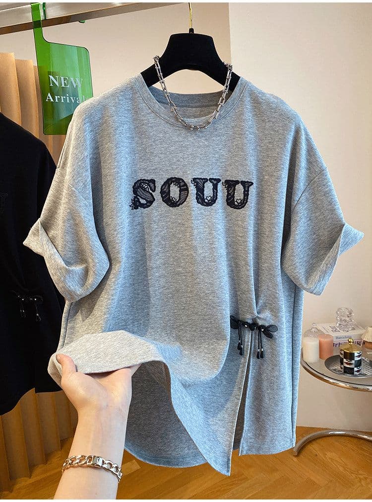 순면 특별 빅 사이즈 300 근 레이스 조각 새로운 중식 국풍 단추 티셔츠 반팔 트임 맨위 상세 이미지 3