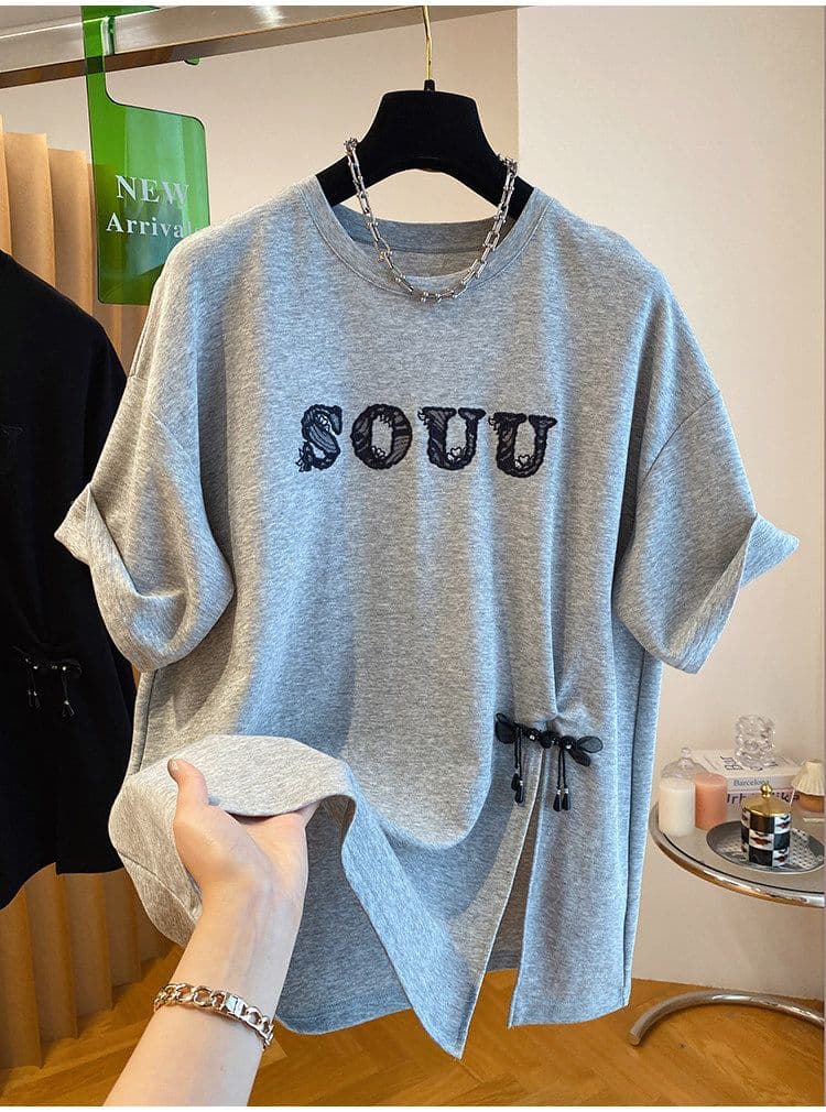 순면 특별 빅 사이즈 300 근 레이스 조각 새로운 중식 국풍 단추 티셔츠 반팔 트임 맨위 상세 이미지 5